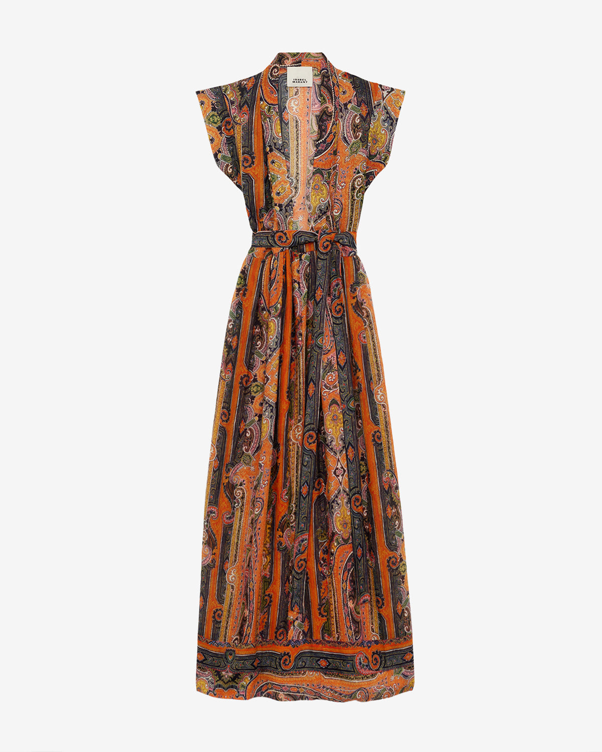Melissa long printed silk dress - Orange - Woman - 4