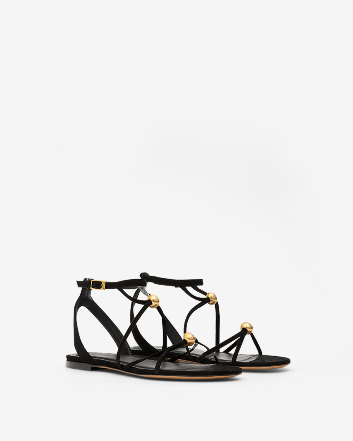 Sandali con tacco basso aeza in pelle scamosciata - Black and gold - Woman - 3