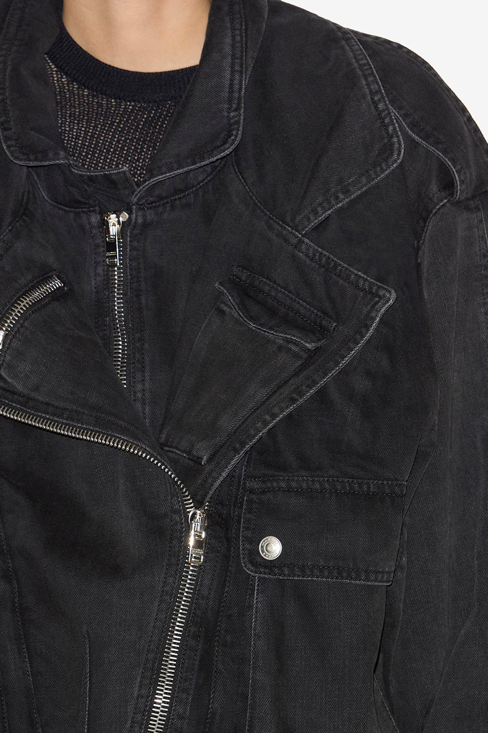 Veste à poches aneli en denim  - Noir délavé - Woman - 3