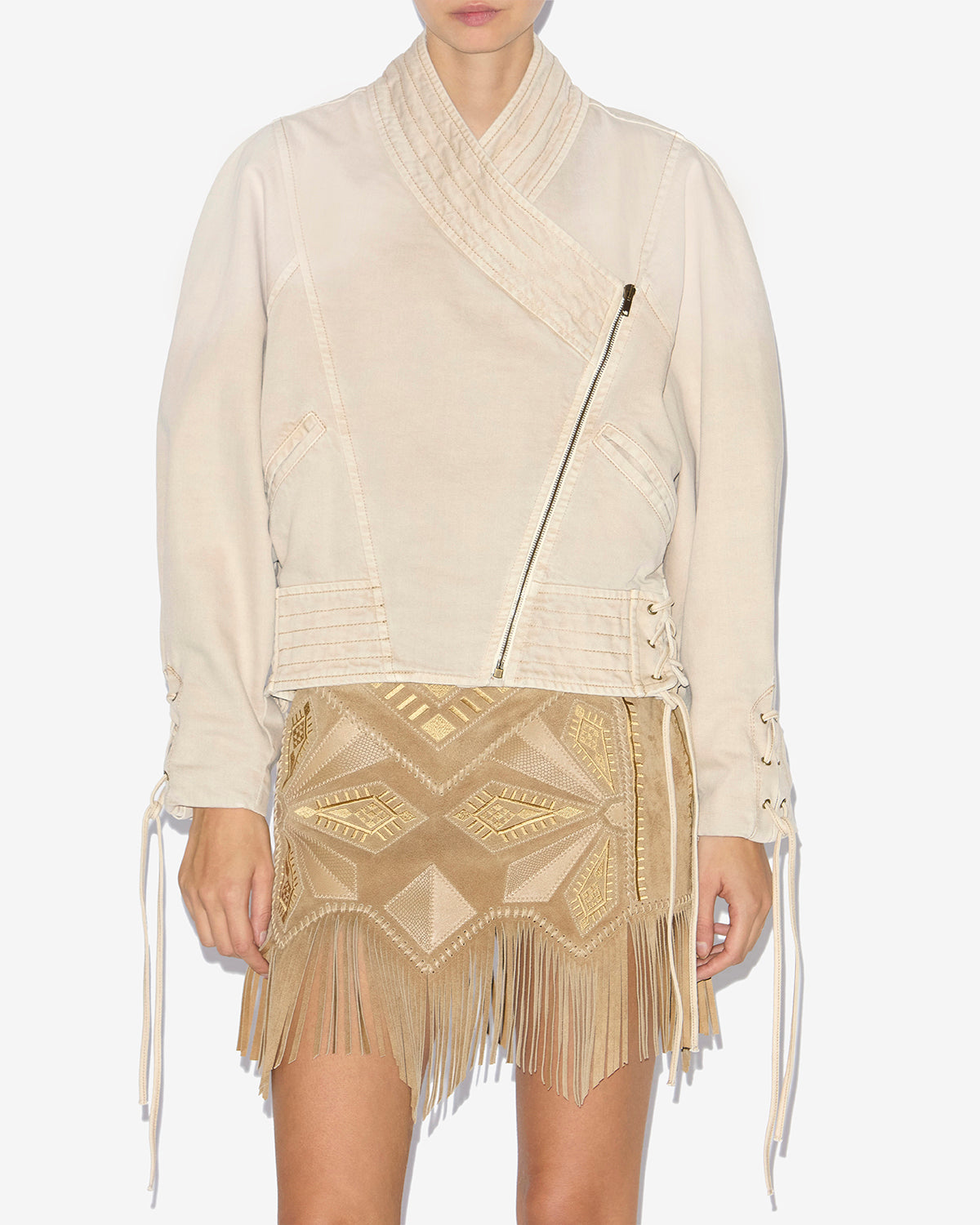 Edina short denim jacket - Ecru - Woman - 3