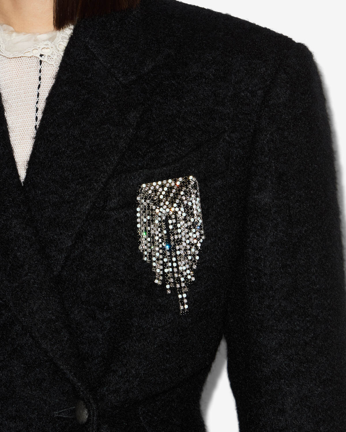 Faye stone brooch - Black and silver - Woman - 2