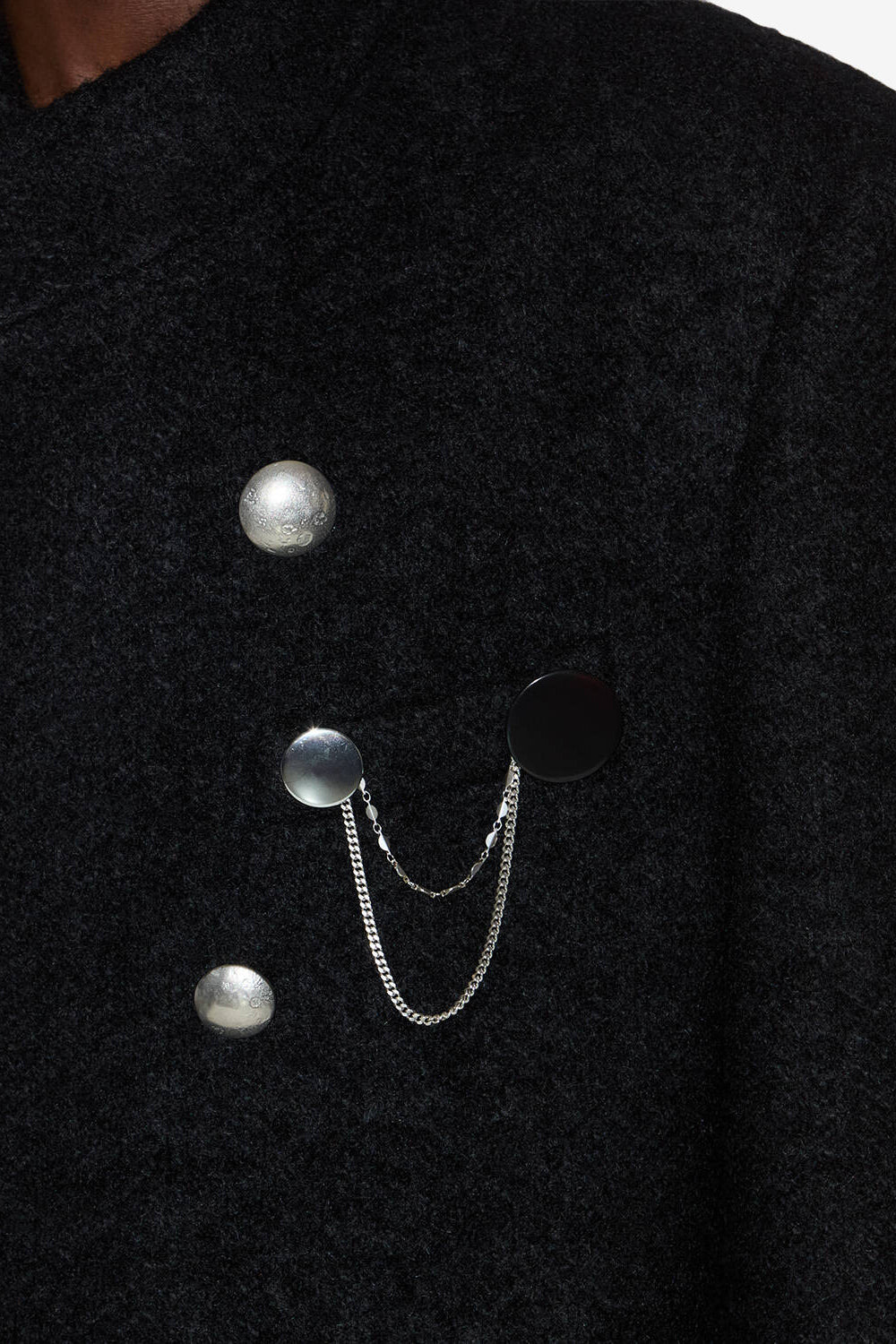 Petes 더블 배지 핀 브로치 - Black and silver - Man - 2