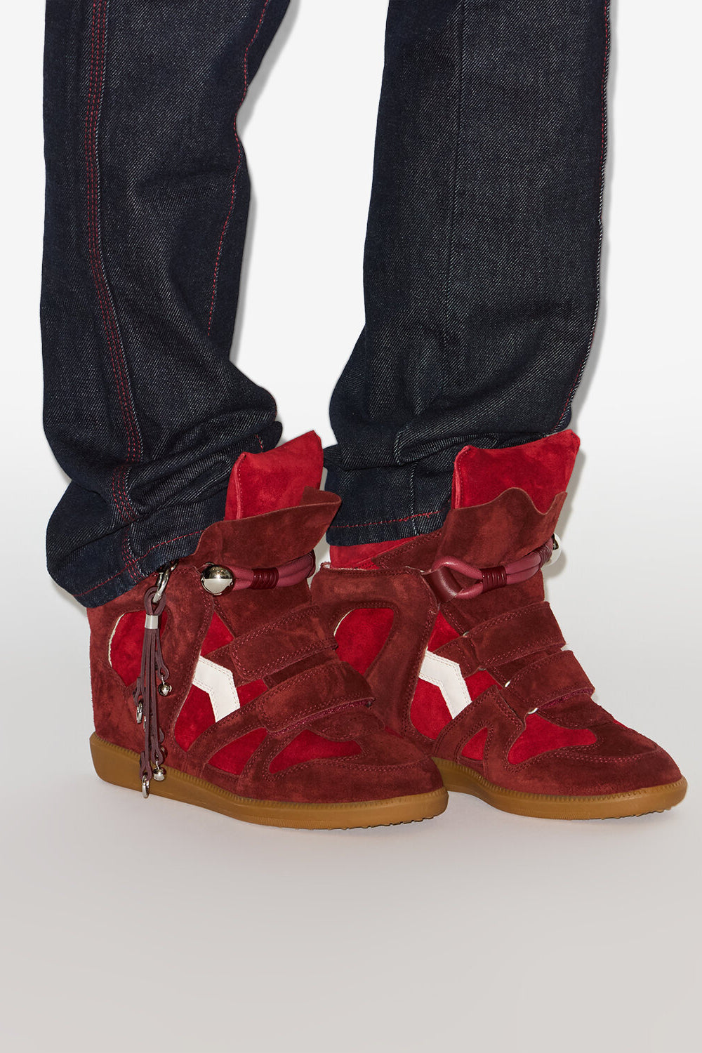 Sneakers bekett in pelle scamosciata con zeppa - Scarlet red - chalk - Woman - 2
