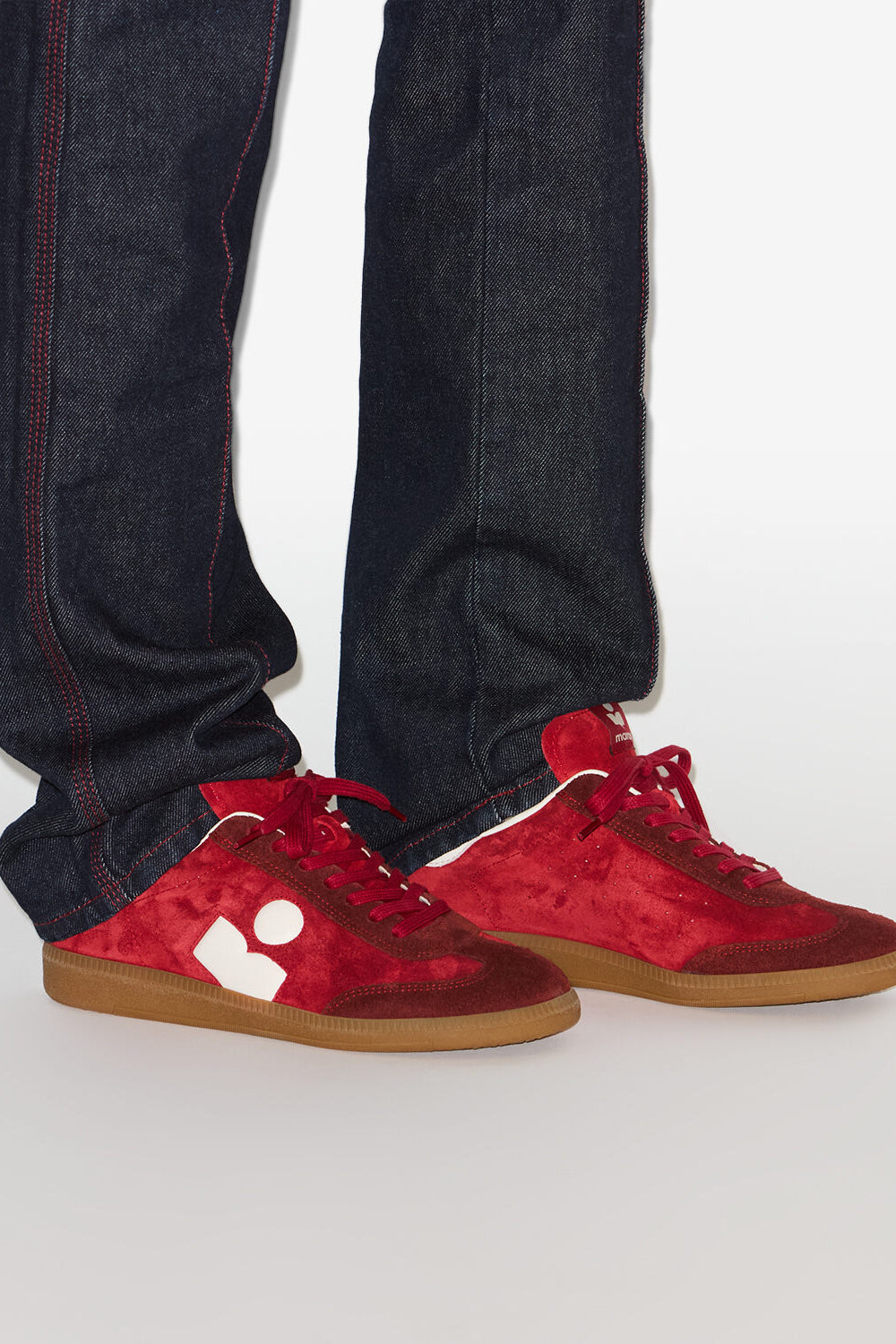 Bryce 스웨이드 가죽 로우탑 스니커즈 - Scarlet red - burgundy - Woman - 5