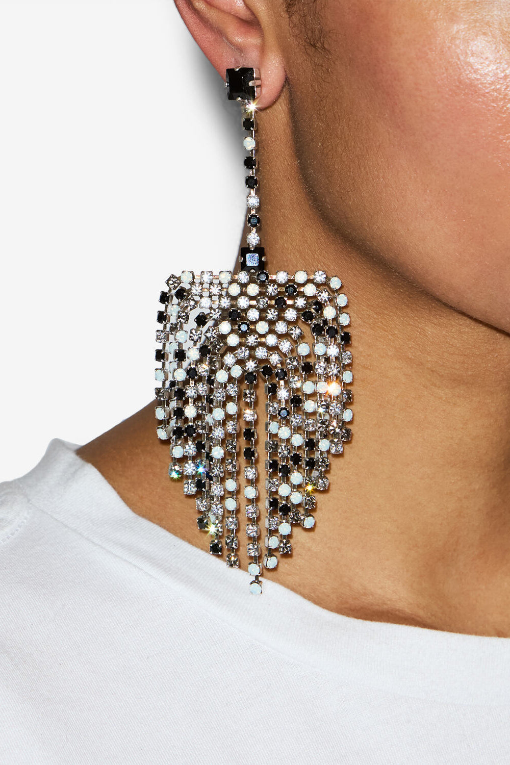 Boucles d'oreilles pendants faye - Noir et argenté - Woman - 2