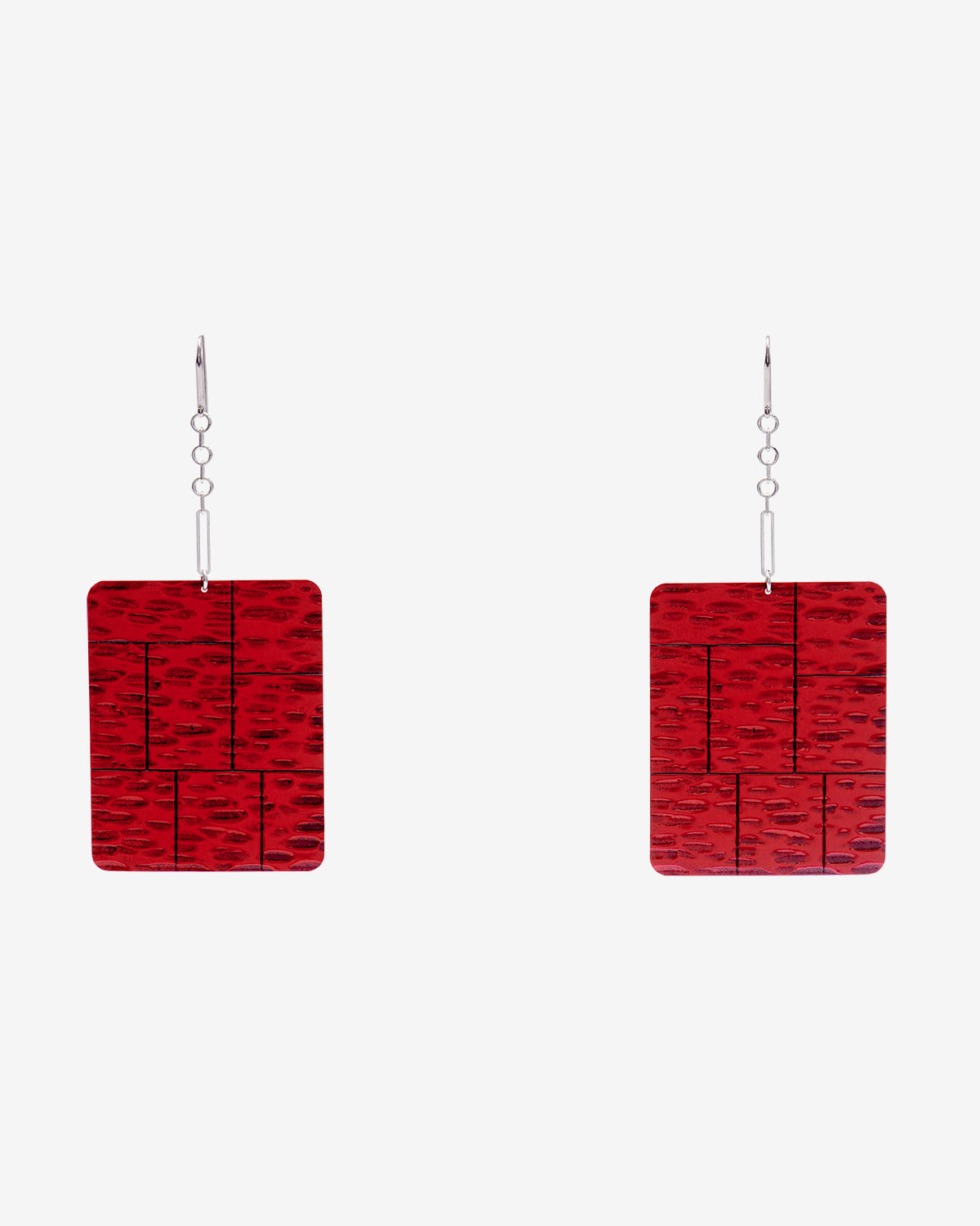 Boucles d'oreilles pendantes plaque blacke - Coquelicot-argenté - Woman - 1
