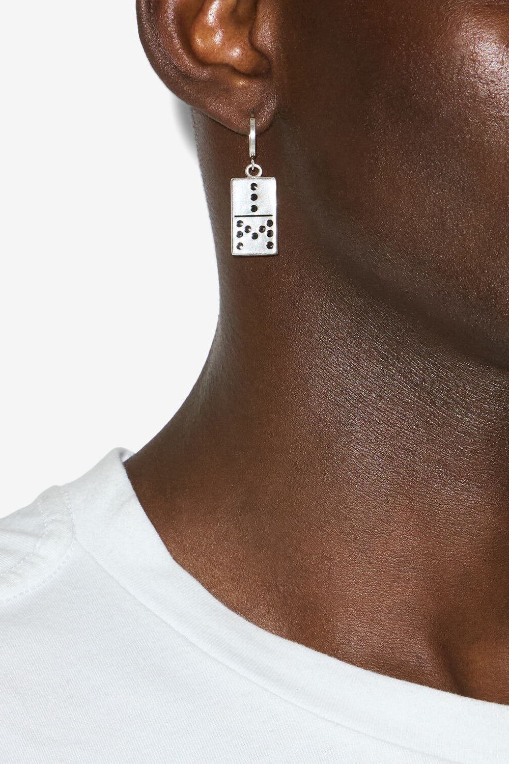 Orecchino pendente a forma di dadi alby - Black and silver - Man - 2
