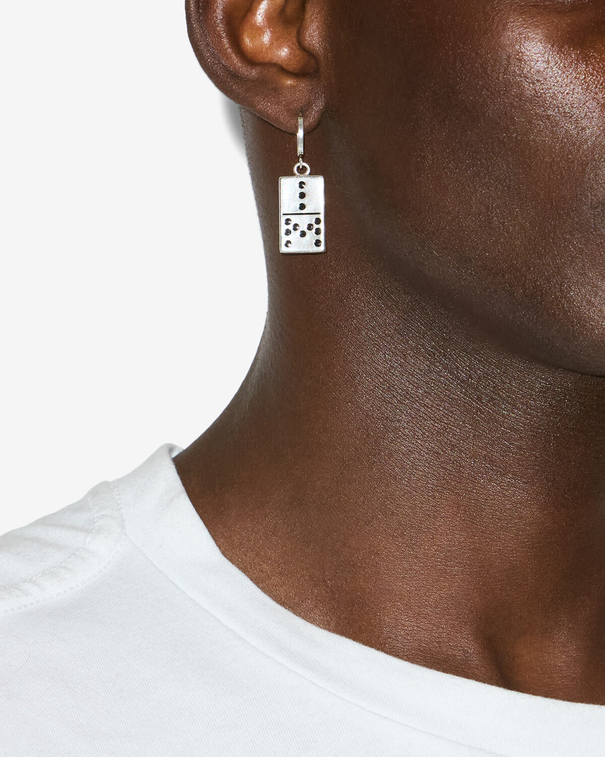 Orecchino pendente a forma di dadi alby - Black and silver - Man - 2