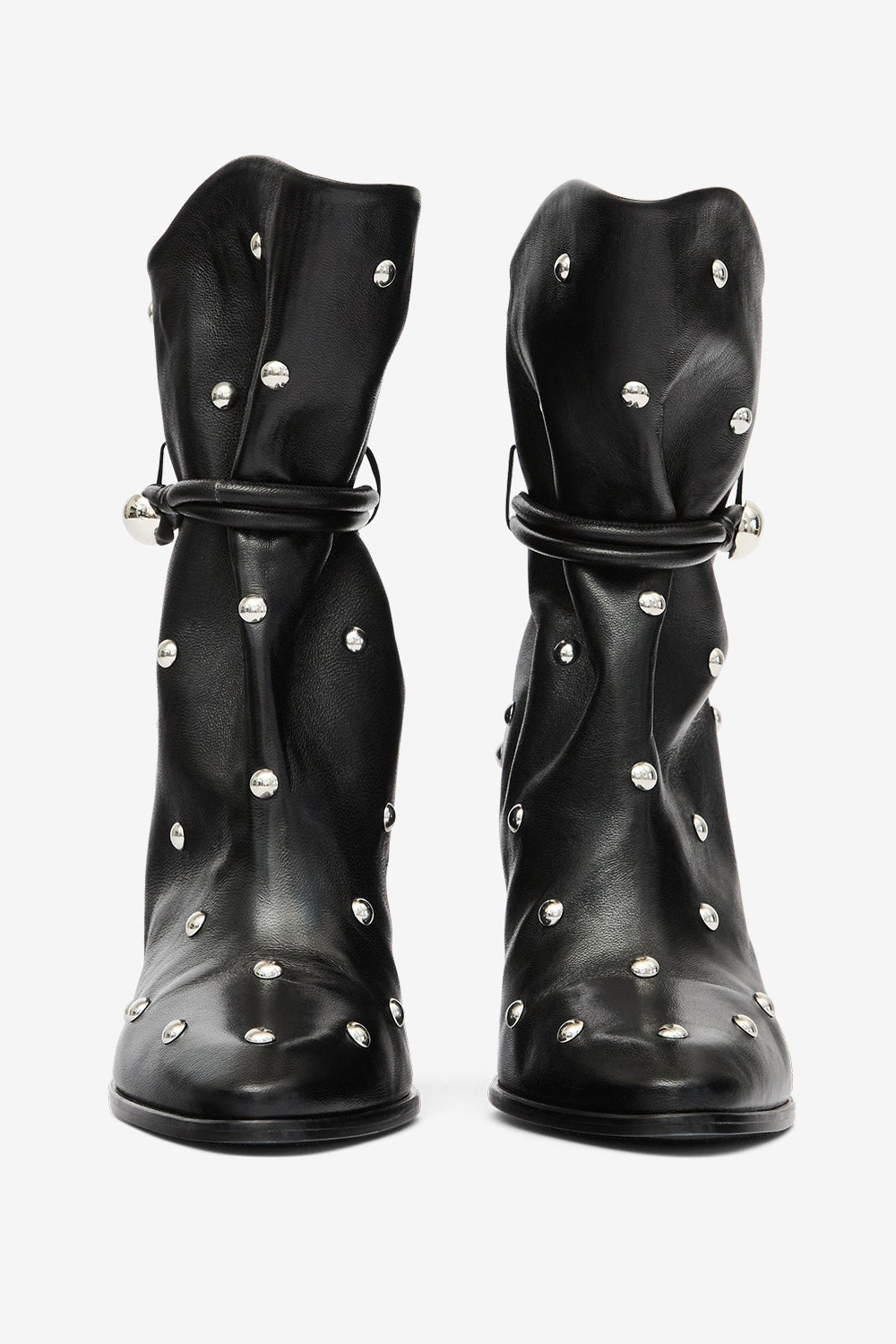 Stivali in pelle con borchie lolya - Black and silver - Woman - 4