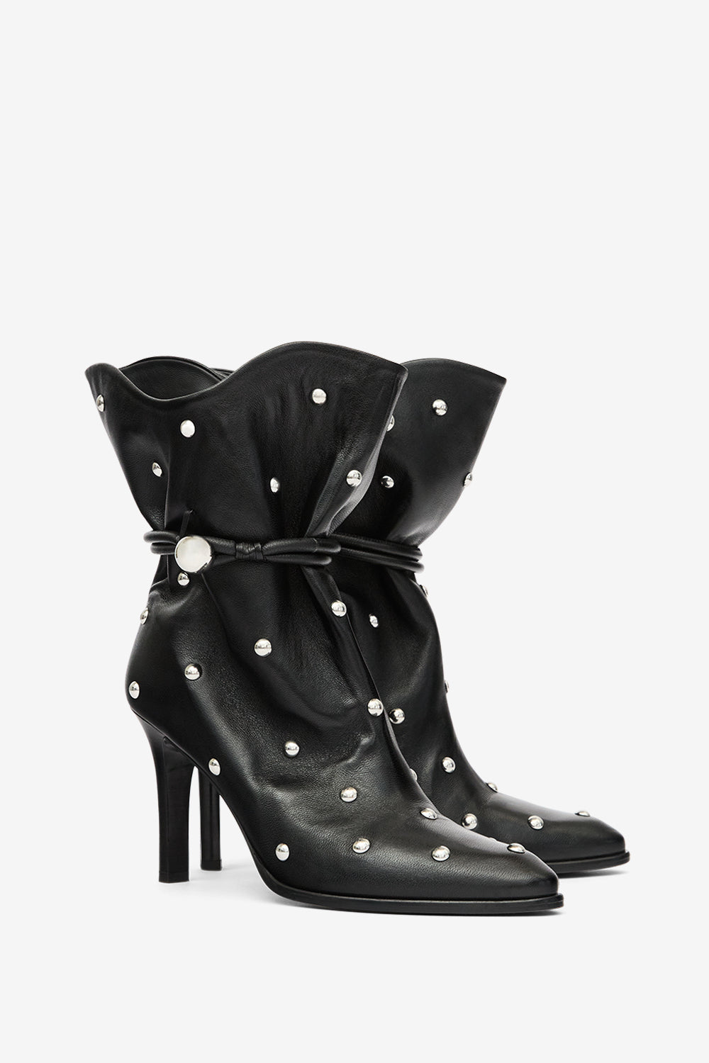 Stivali in pelle con borchie lolya - Black and silver - Woman - 3