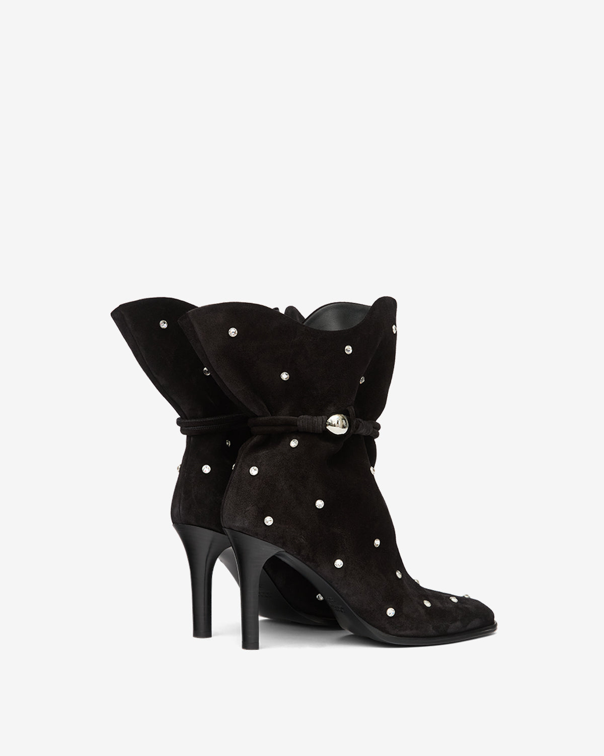 Boots en cuir de velours à studs lolya - Noir - Woman - 2