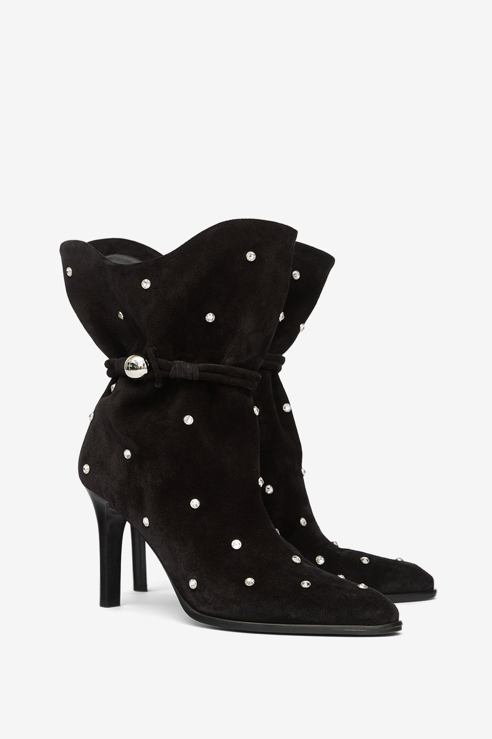 Stivali in pelle scamosciata con borchie lolya - Nero - Woman - 3