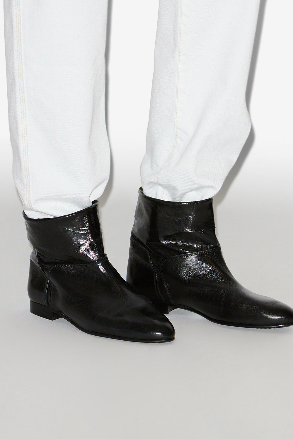 Boots plates en cuir verni juoza - Noir - Man - 5