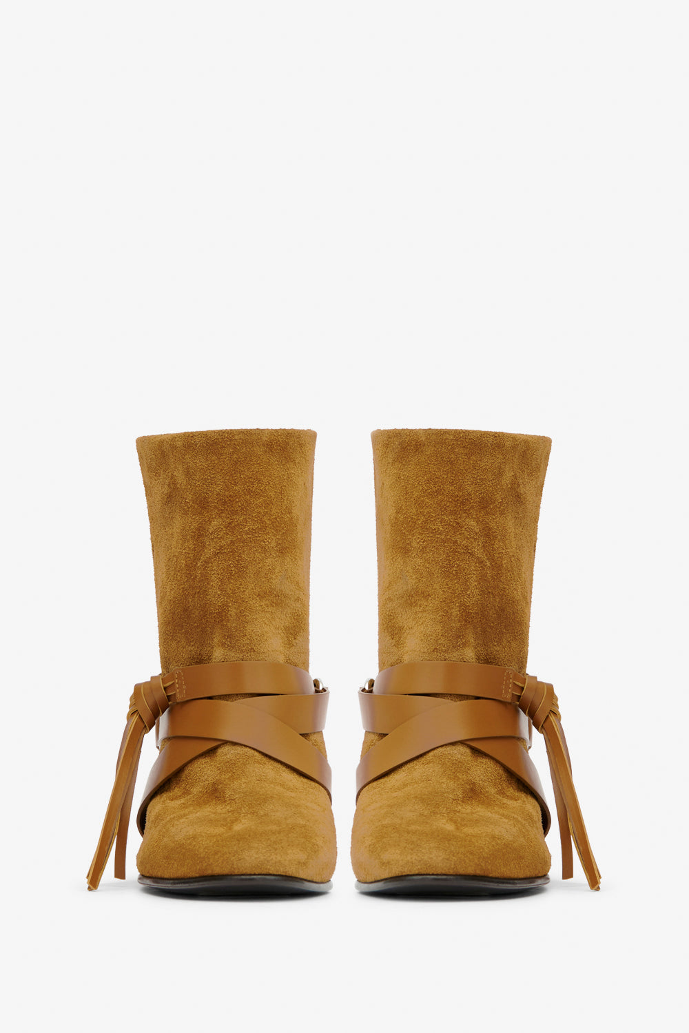 Stivali piatti in pelle scamosciata rejen - Cognac - Woman - 4