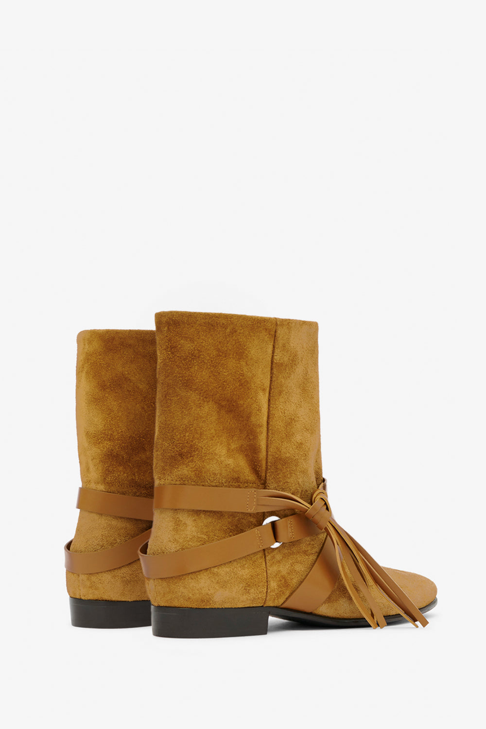 Stivali piatti in pelle scamosciata rejen - Cognac - Woman - 2