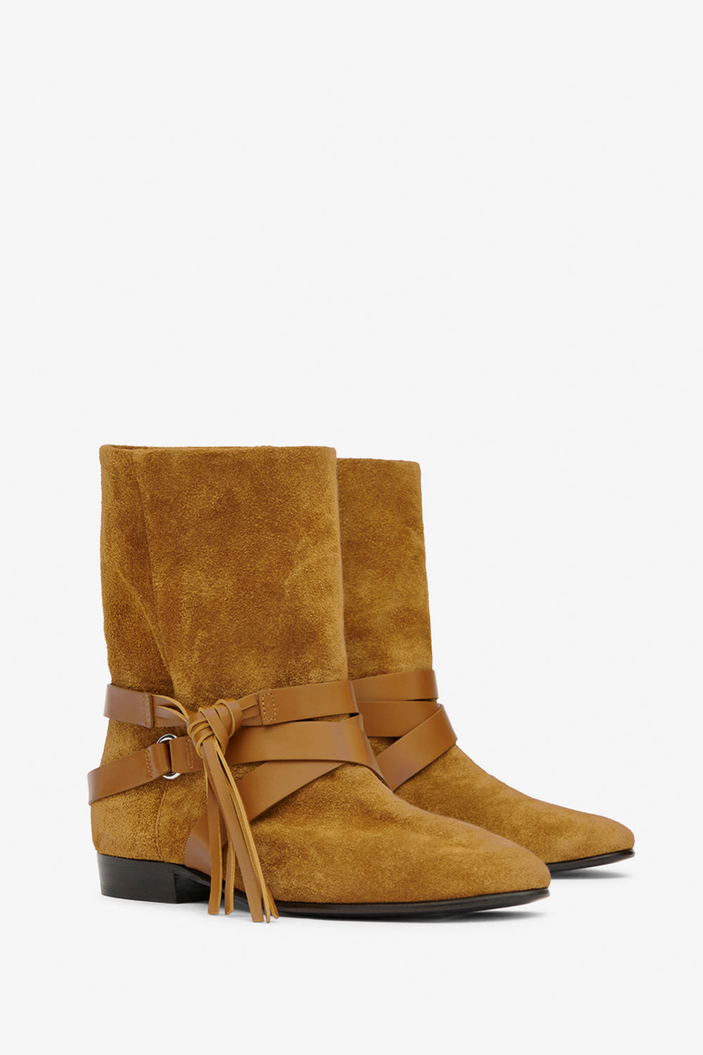 Stivali piatti in pelle scamosciata rejen - Cognac - Woman - 3