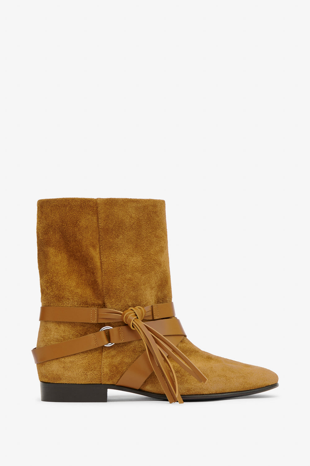 Stivali piatti in pelle scamosciata rejen - Cognac - Woman - 1