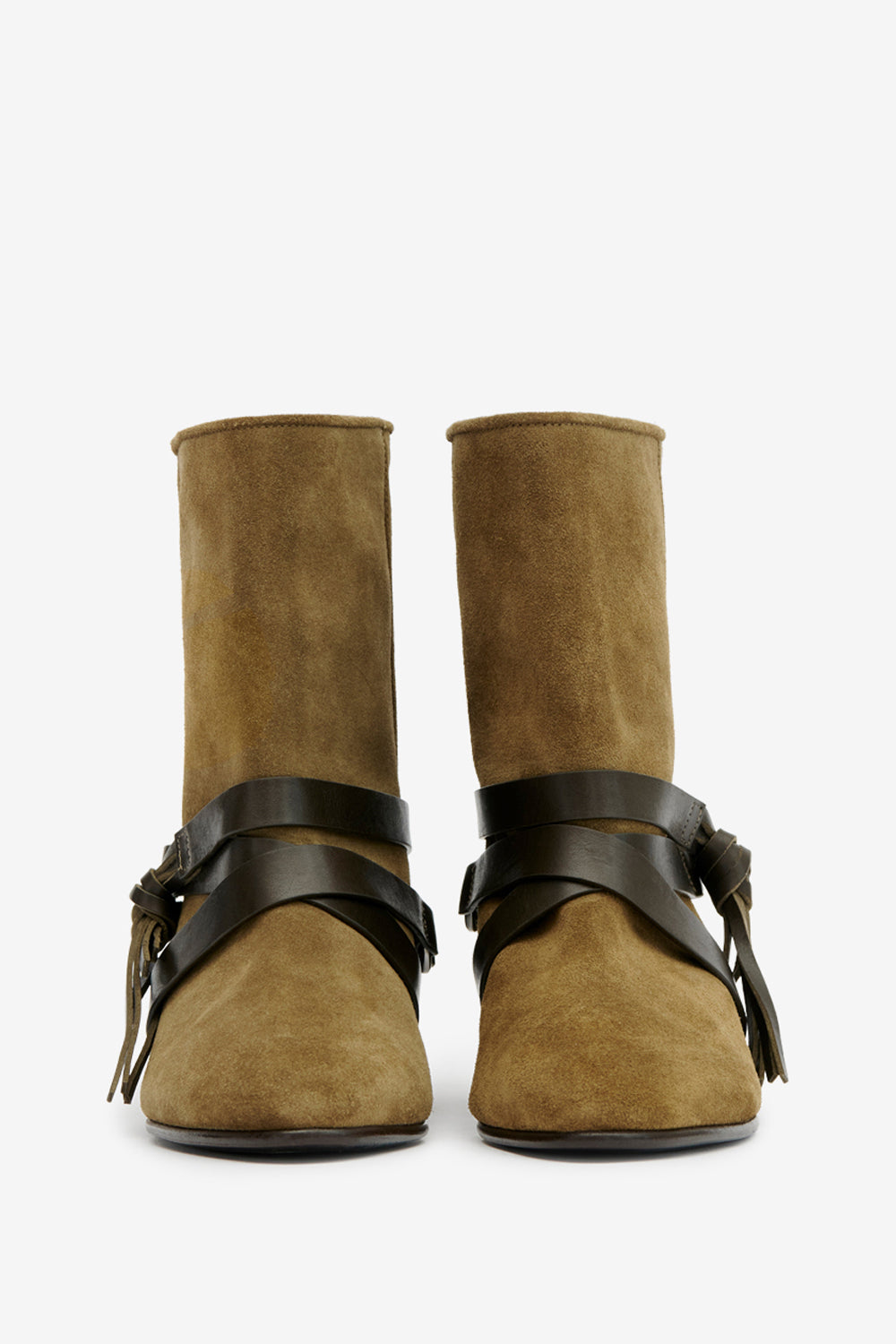 Stivaletti piatti rejen in pelle scamosciata - Dark olive - Woman - 4