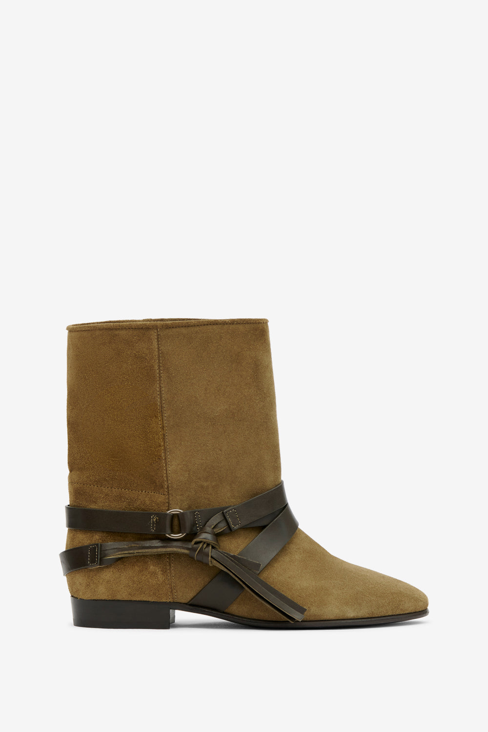 Stivaletti piatti rejen in pelle scamosciata - Dark olive - Woman - 1