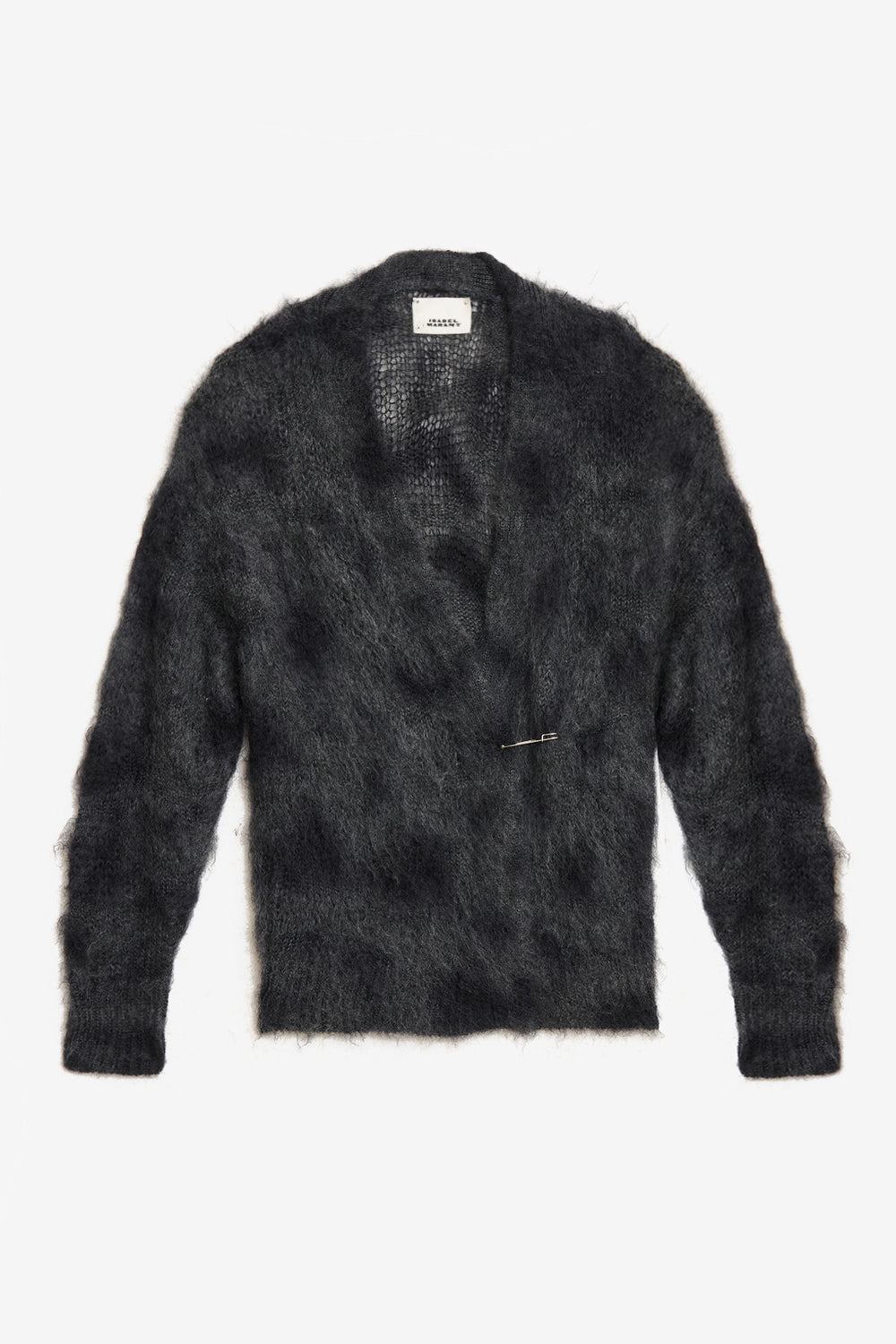 Cardigan cache-cœur mylene en kid mohair - Anthracite - Woman - 1