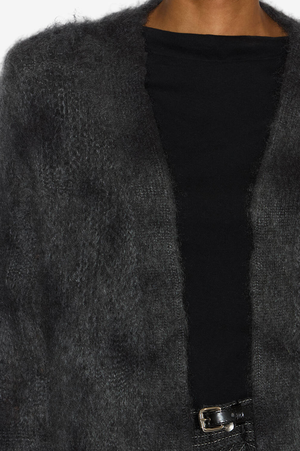 Cardigan cache-cœur mylene en kid mohair - Anthracite - Woman - 3