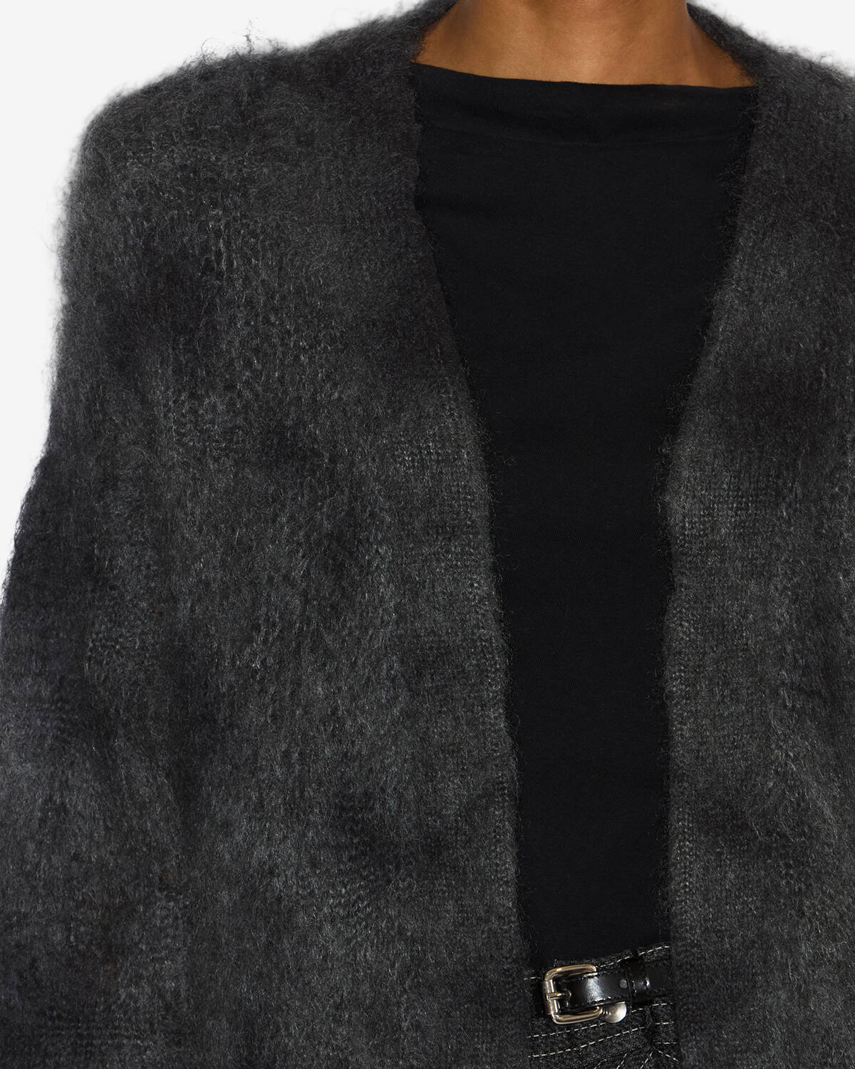 Mylene wrap-over kid mohair cardigan - Anthracite - Woman - 2