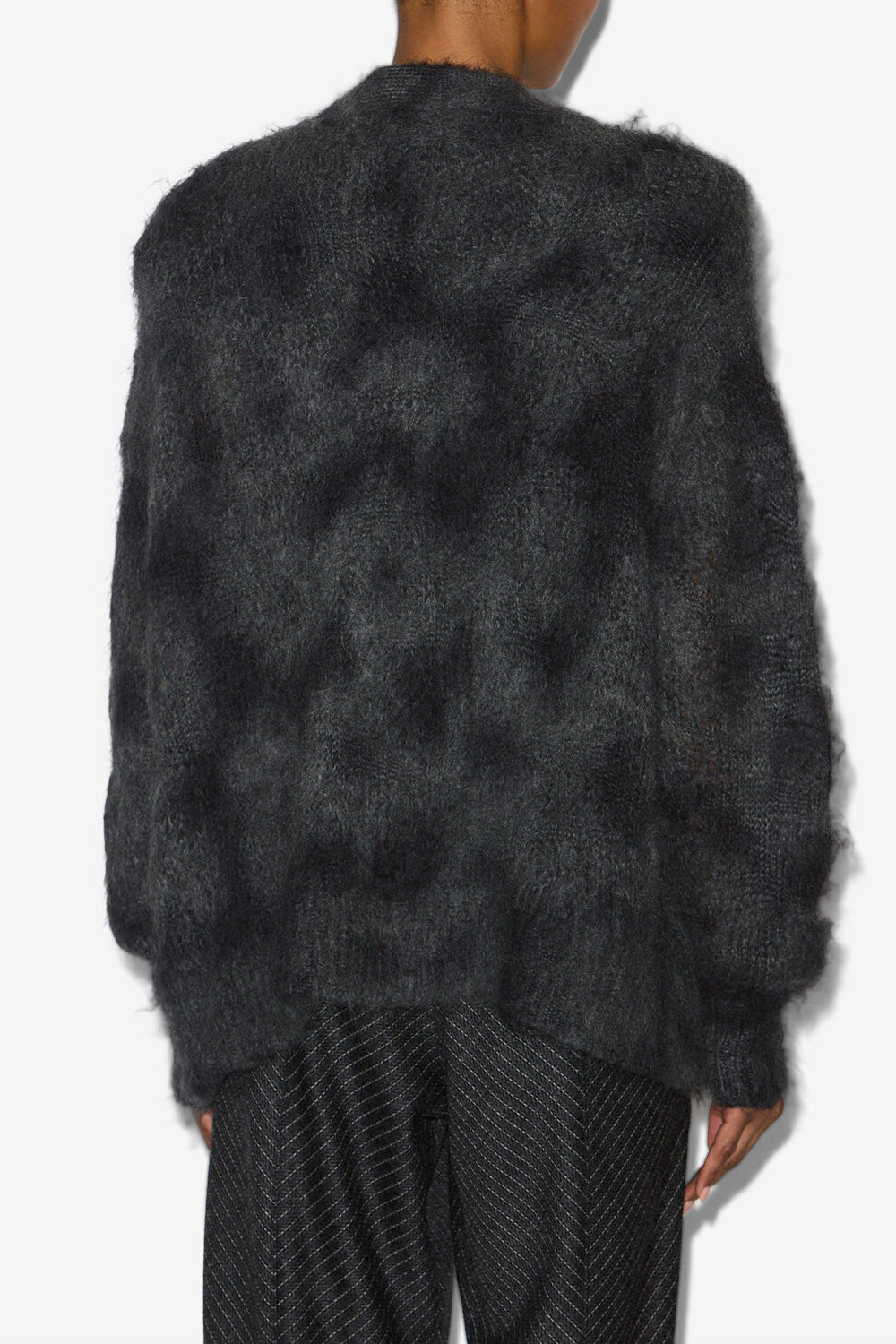 Cardigan cache-cœur mylene en kid mohair - Anthracite - Woman - 5