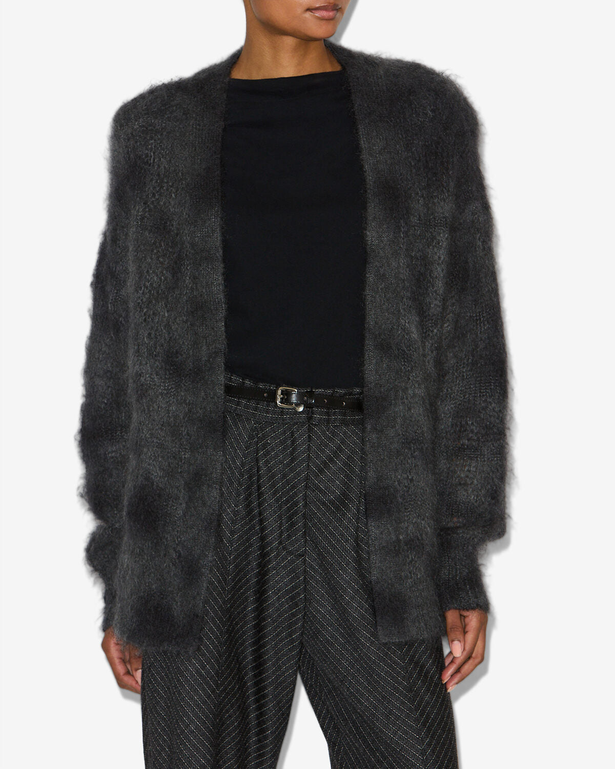Mylene wrap-over kid mohair cardigan - Anthracite - Woman - 3