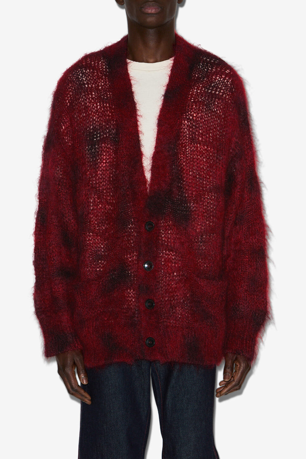 Mahel キッドモヘア ロングカーディガン - Deep red - Man - 4