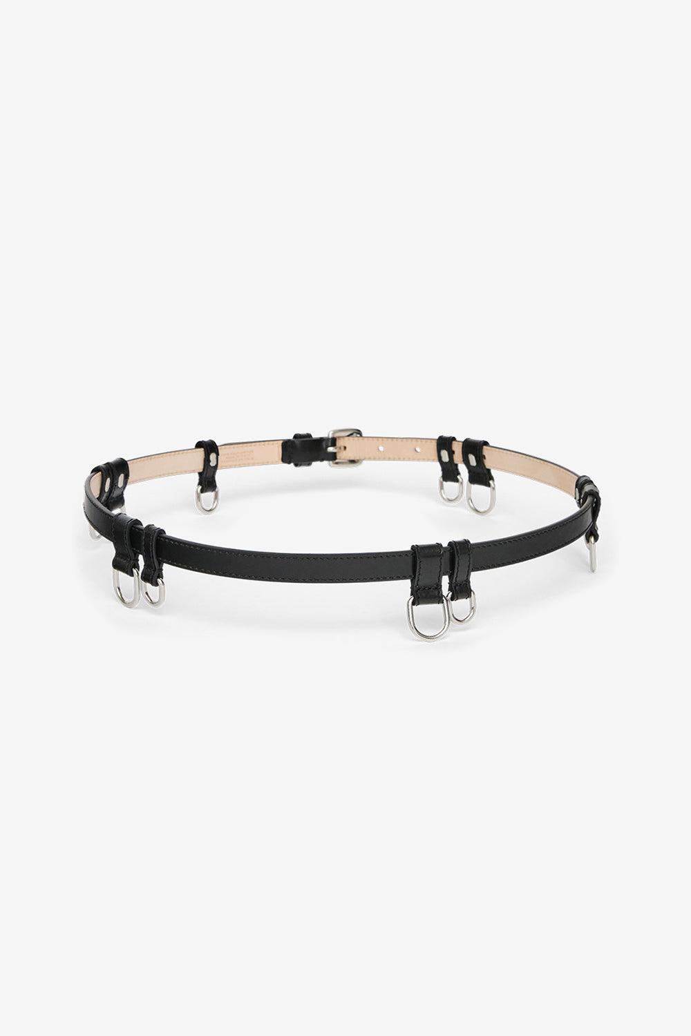 Ceinture fine en cuir chelsea - Noir et argenté - Woman - 2