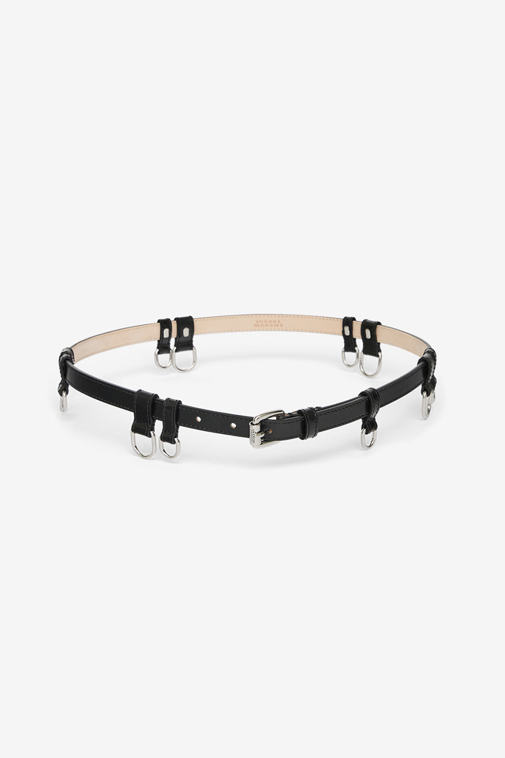 Ceinture fine en cuir chelsea - Noir et argenté - Woman - 1