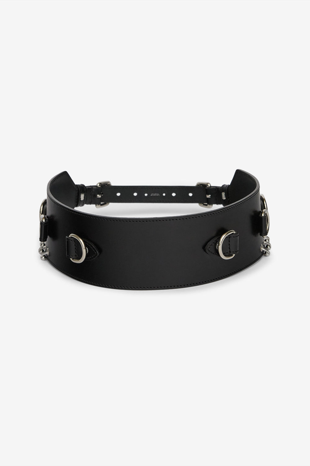 Large ceinture en cuir brighton avec anneaux - Noir et argenté - Woman - 2