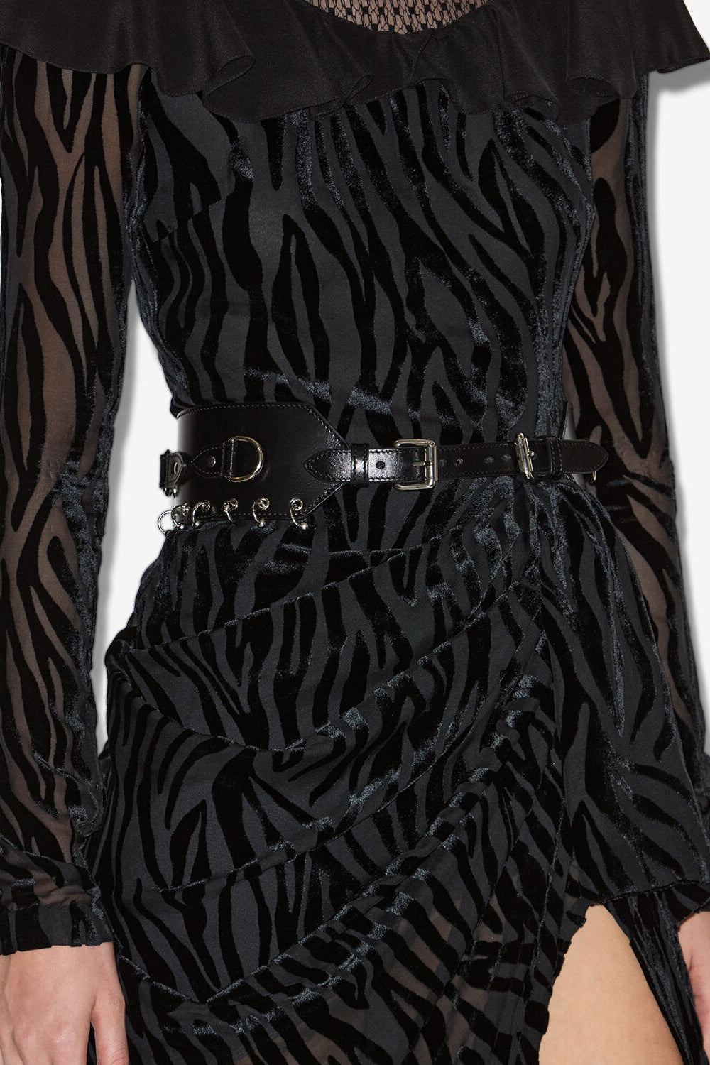 Large ceinture en cuir brighton avec anneaux - Noir et argenté - Woman - 4