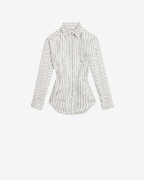 【新品】  ISABEL MARANT ETOILE / イザベルマランエトワール | AURORA レーヨン プリントシャツ | 34 | ECRU | レディース AURORA SHIRT Woman ecru and black | ISABEL MARANT Official online