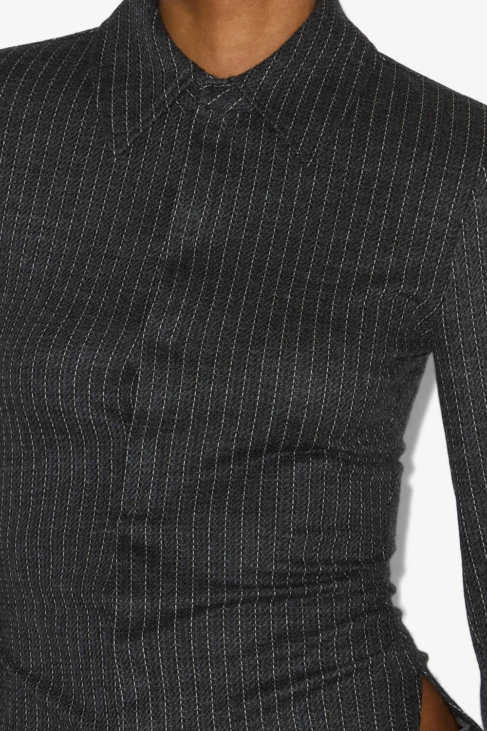 Camisa de lana virgen a rayas de tenis roméa - Anthracite - Woman - 3