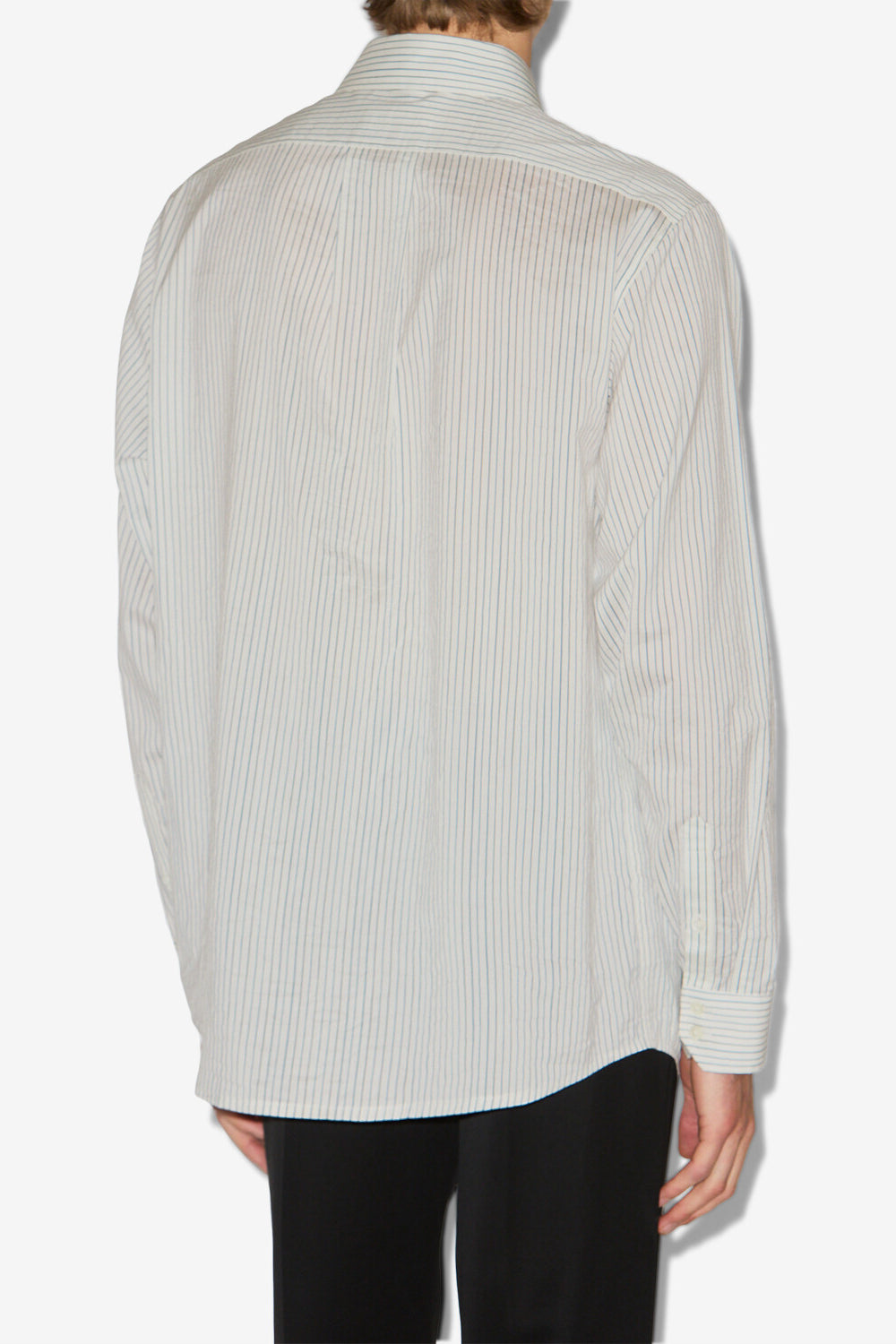 Chemise en coton et soie rayée nathan - Écru et noir - Man - 5