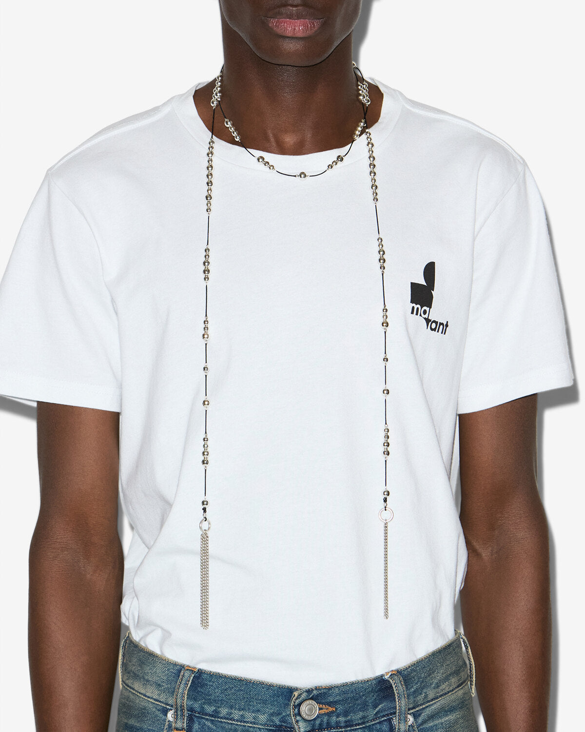 Sciarpa-bijou con nappine bob - Black and silver - Man - 2