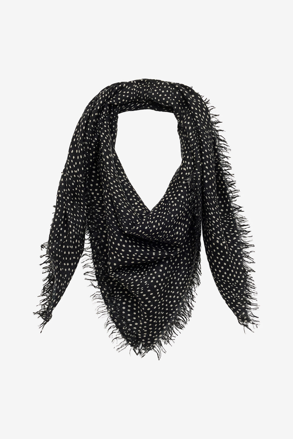Alecia カシミア＆ウール ドット模様 スカーフ - Black and ecru - Woman - 1