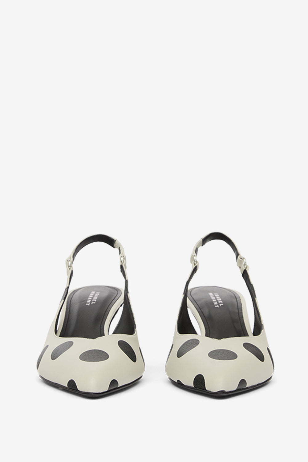 Paldo leather polka dot print slingbacks - Beige and black - Woman - 4
