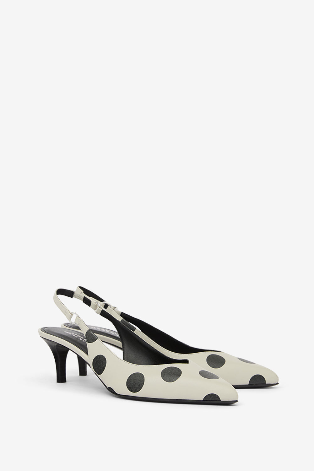 Paldo leather polka dot print slingbacks - Beige and black - Woman - 3