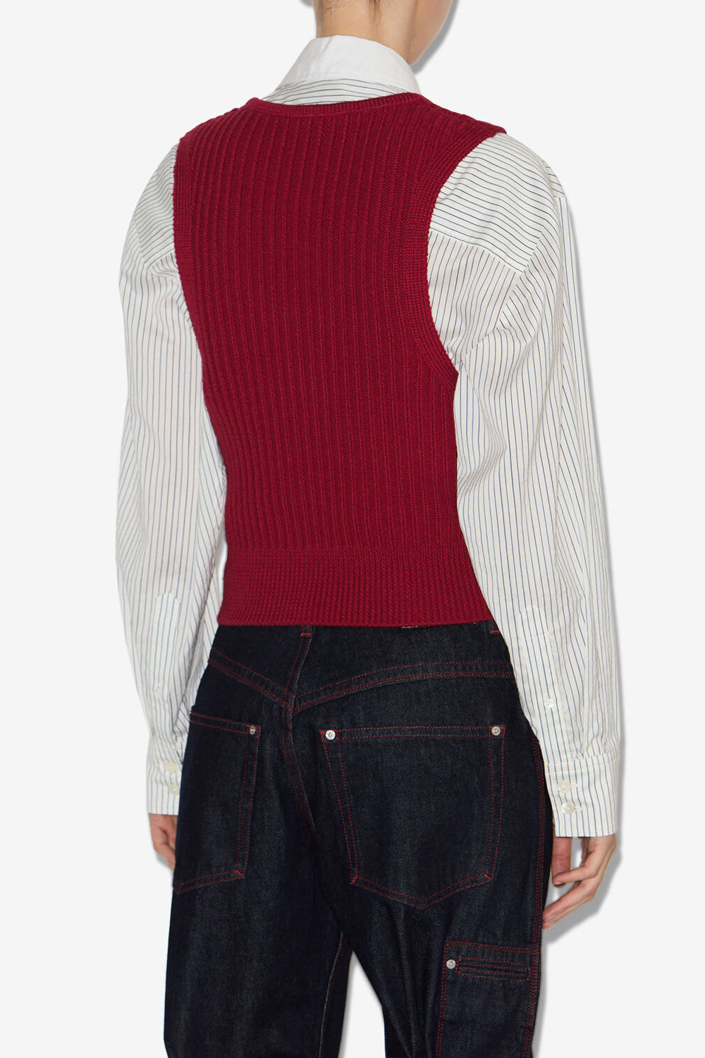 Gilet sans manches en maille tube devima - Deep red - Woman - 5