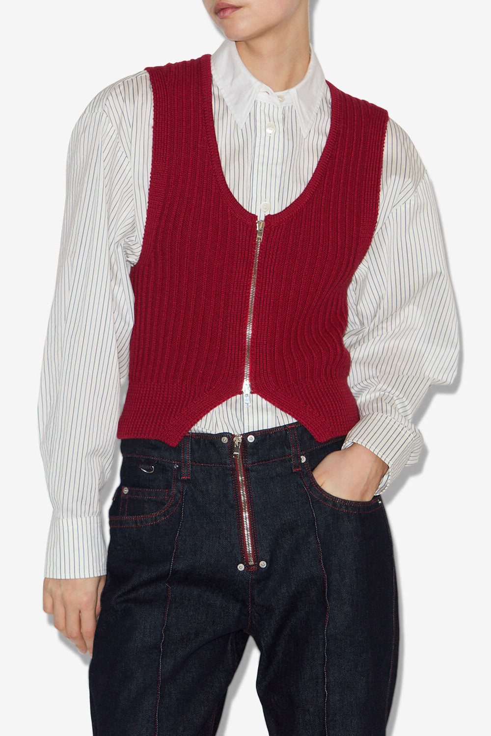 Gilet sans manches en maille tube devima - Deep red - Woman - 4