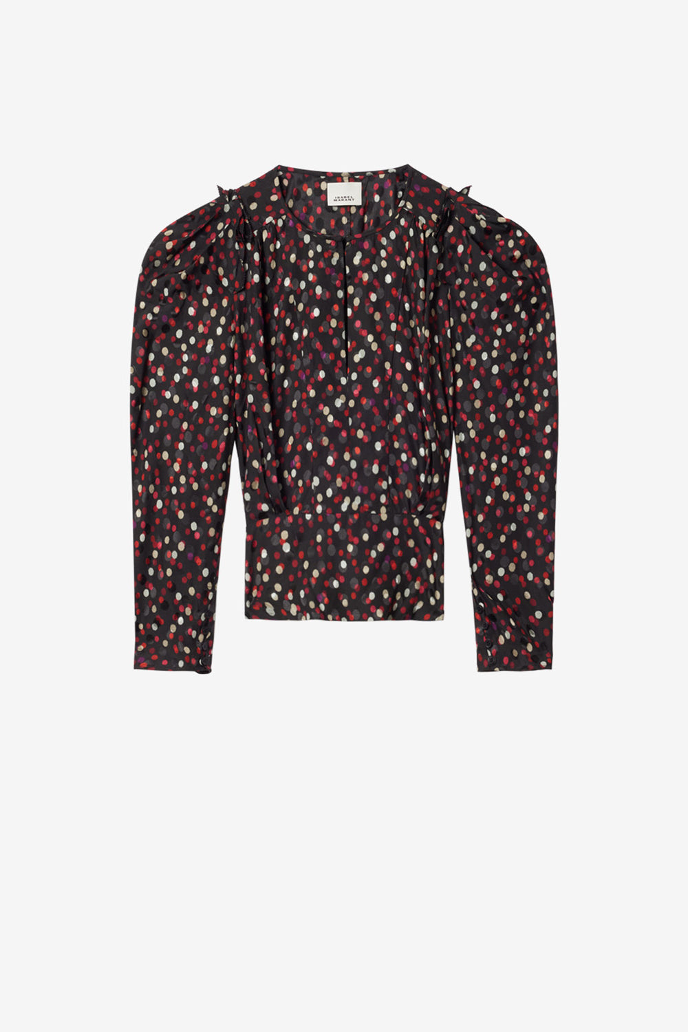 Top de seda con estampado de lunares zarga - Black-red - Woman - 1