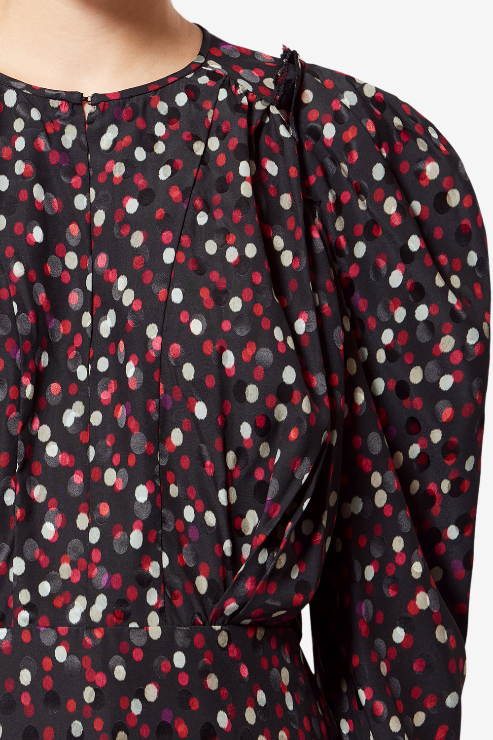 Top de seda con estampado de lunares zarga - Black-red - Woman - 3