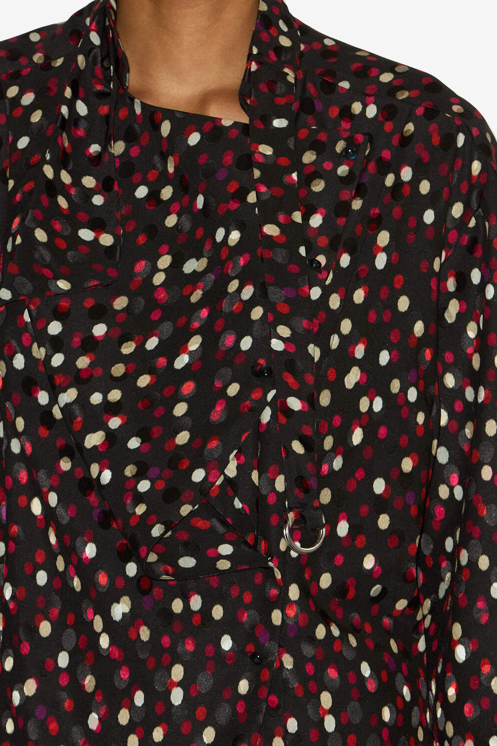 Blusa emany de seda con estampado de lunares - Black-red - Woman - 3