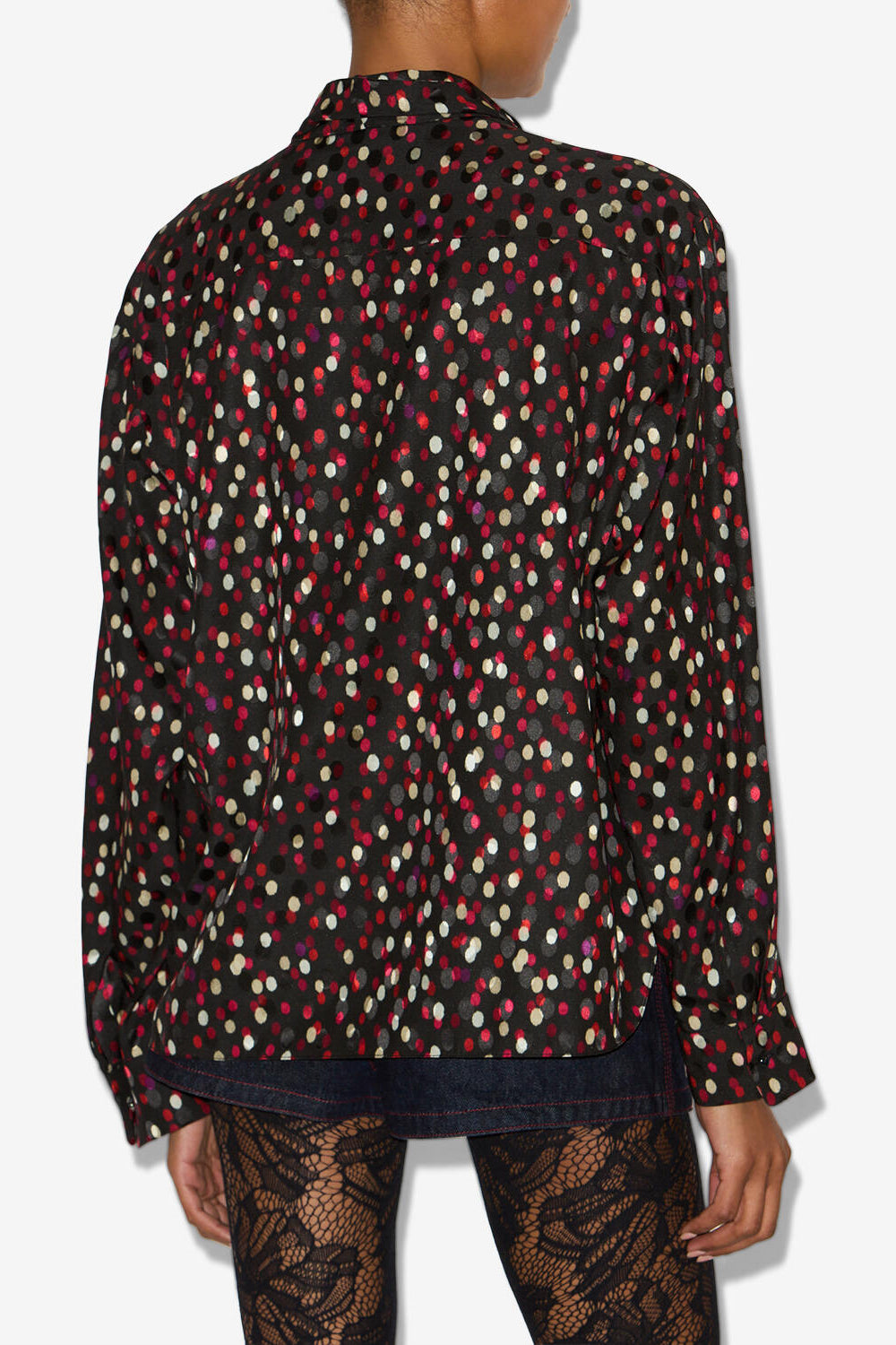 Blusa emany de seda con estampado de lunares - Black-red - Woman - 5