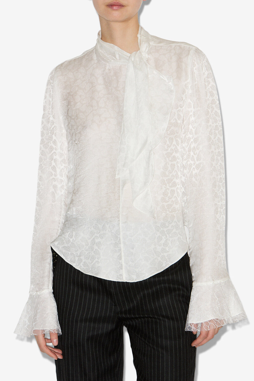 Blusa de jacquard de seda raphaella - Blanco - Woman - 4