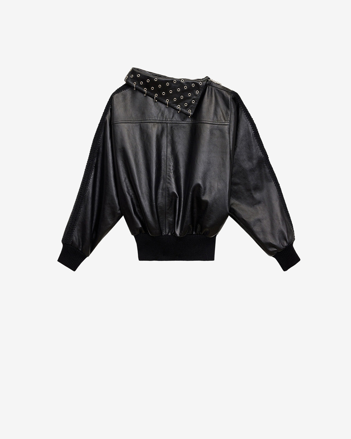 Cendrine leather sweatshirt - Black - Woman - 5