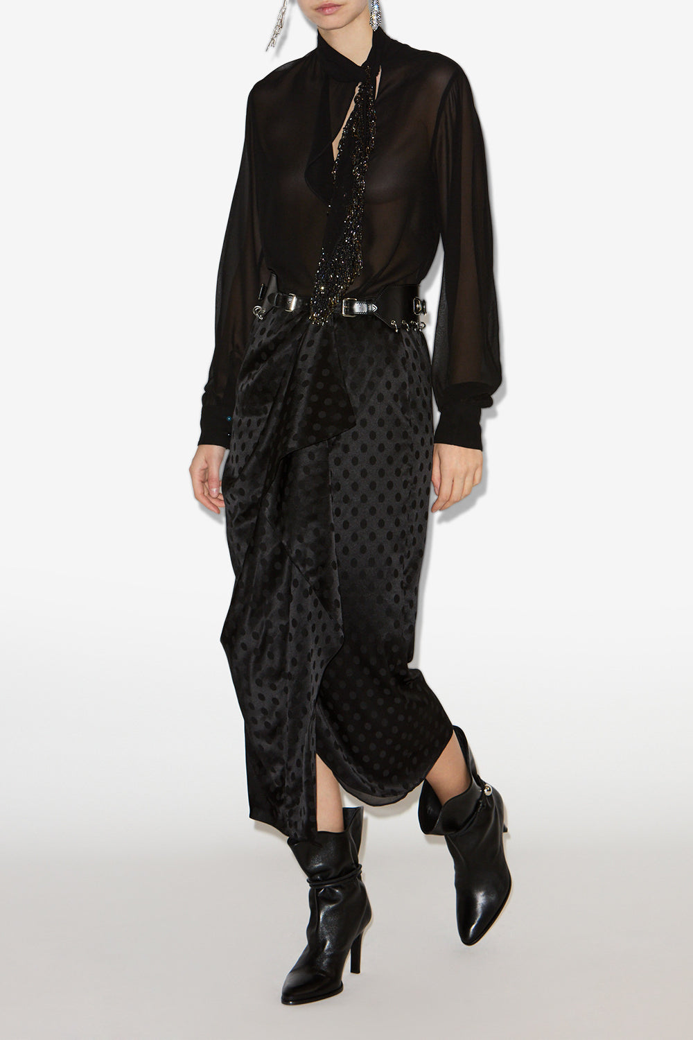 Falda larga breen de seda - Negro - Woman - 2