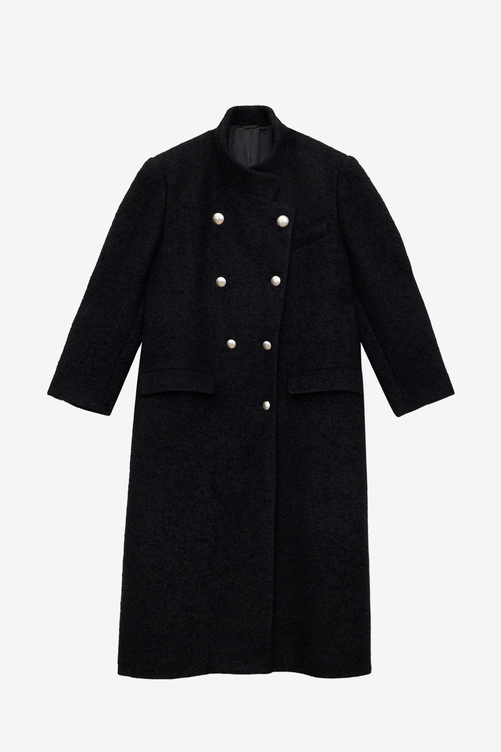 Cappotto in lana spazzolata giusa - Nero - Woman - 1